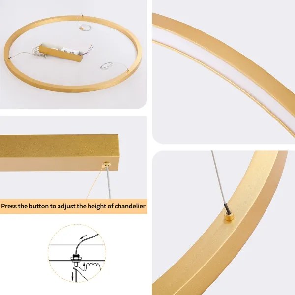 Brilagi - Lustră LED dimabilă PORTOFINO pe cablu, LED/60W/230V, Ø 80 cm, auriu, cu telecomandă