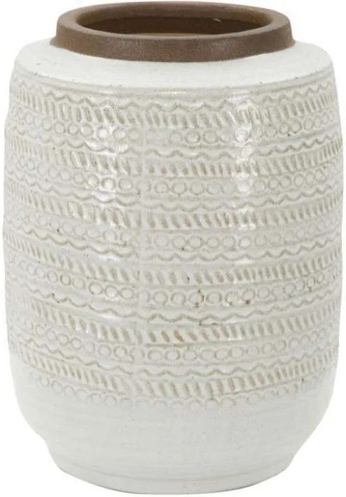 Vază decorativă Austin, 27.5x21.5x21.5 cm, ceramica, alb/ maro