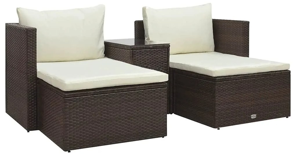 vidaXL Set mobilier de grădină cu perne, 5 piese, maro, poliratan