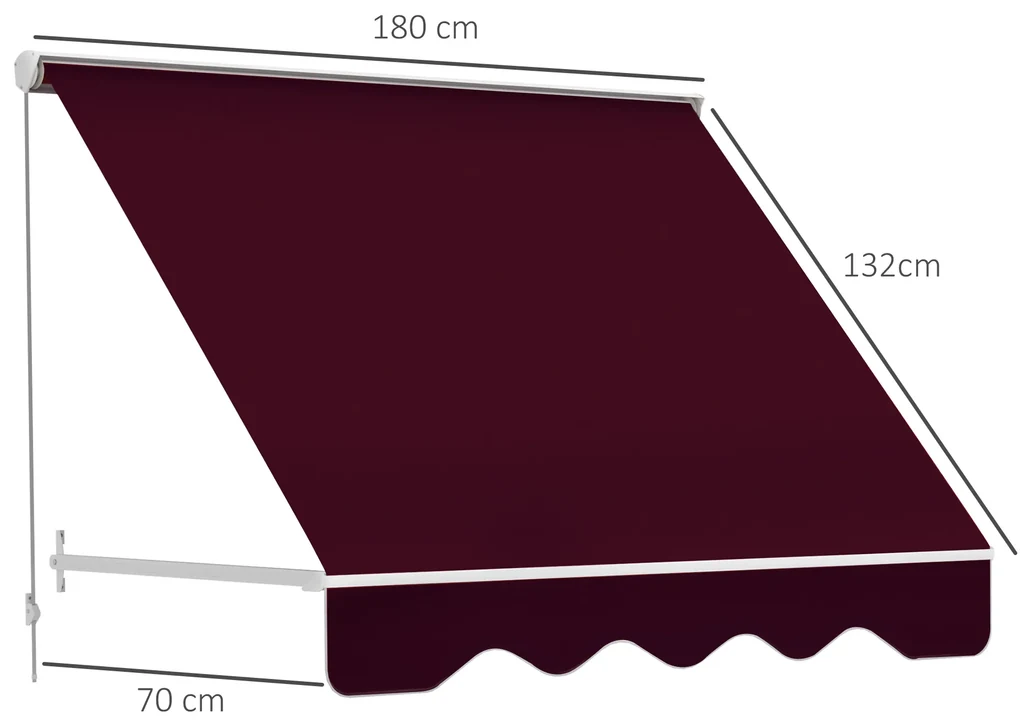 Outsunny Copertină de Soare Rulantă cu Unghi Reglabil 0-120°, Copertină Verticală de Exterior Anti UV, 180×70 cm, Roșu | Aosom Romania