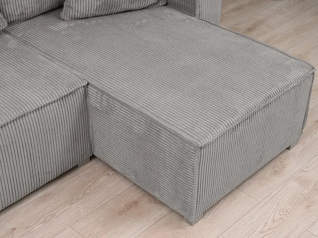 Canapea colt extensibila SMART COSARO gri deschis, cu colt bilateral + 2 perne CADOU