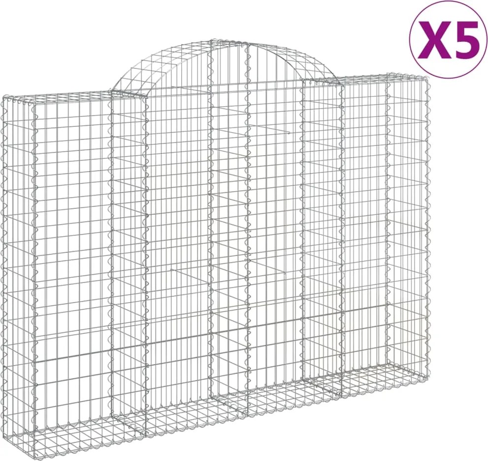 vidaXL Coșuri gabion arcuite 5 buc, 200x30x140/160cm, fier galvanizat