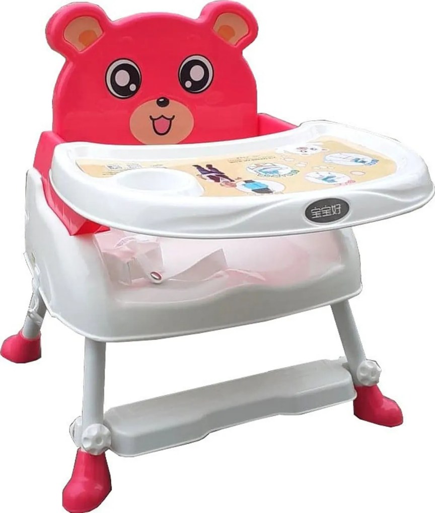 Scaun de masa 3 in 1 pentru copii si bebe NOVOKIDS™ Teddy Bear ,transformabil in scaunel copii, functie inaltator scaun, 2 trepte de inaltime, sezut
