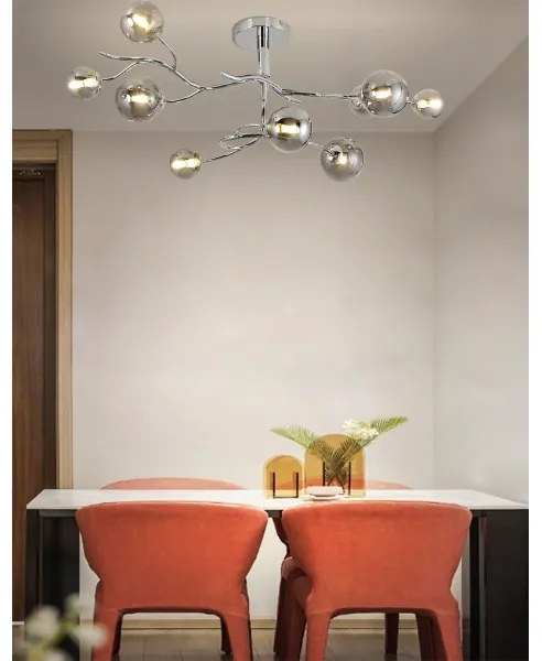 Brilagi - Lustră aplicată LED MISTEL 9xG9/3W/230V negru-crom/sticlă fumurie