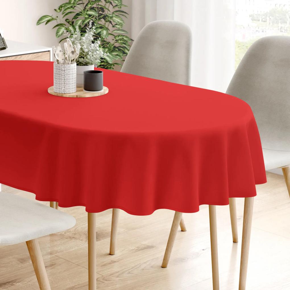 Goldea față de masă decorativă  loneta - roșu - ovală 120 x 180 cm
