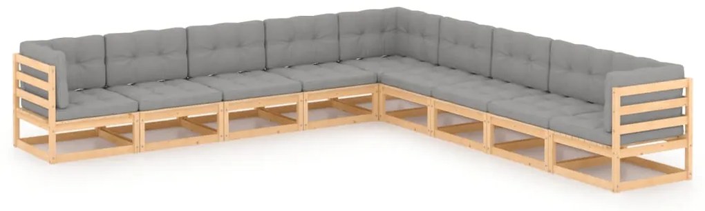 vidaXL Set mobilier grădină cu perne, 9 piese, lemn masiv de pin