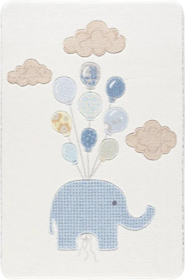 Covor pentru copii Confetti Sweet Elephant, 133 x 190 cm, alb