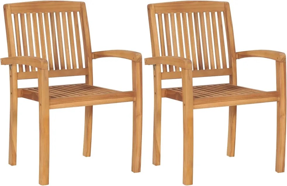 vidaXL Scaune de grădină stivuibile, 2 buc., lemn masiv de tec