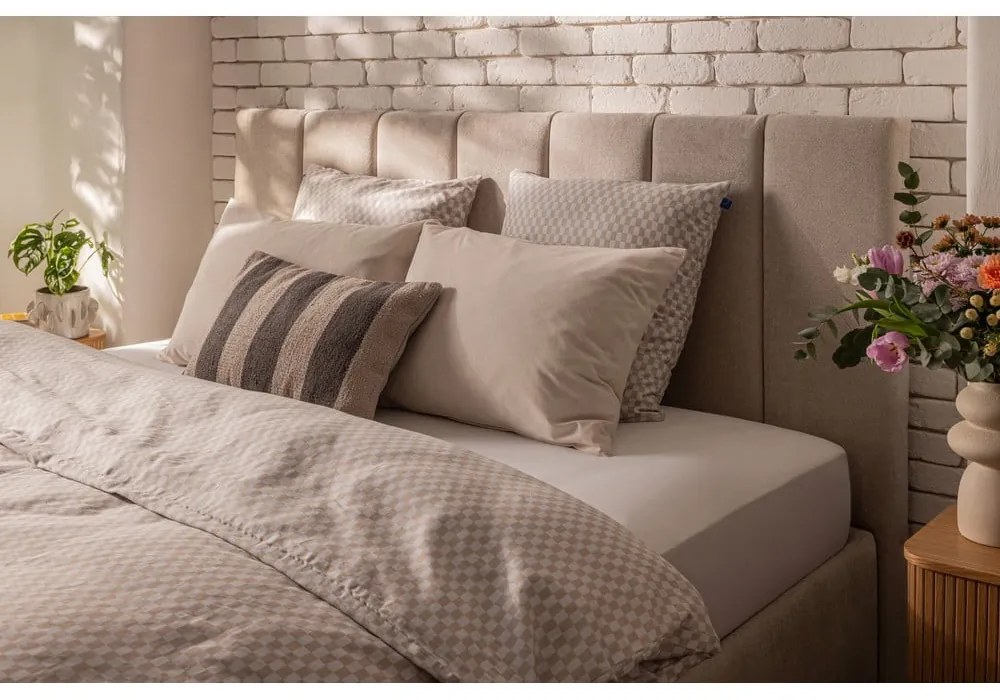 Pat dublu tapițat bej cu spațiu de depozitare cu saltea/ somieră 180x200 cm Thessa Bold Line - Bonami Selection
