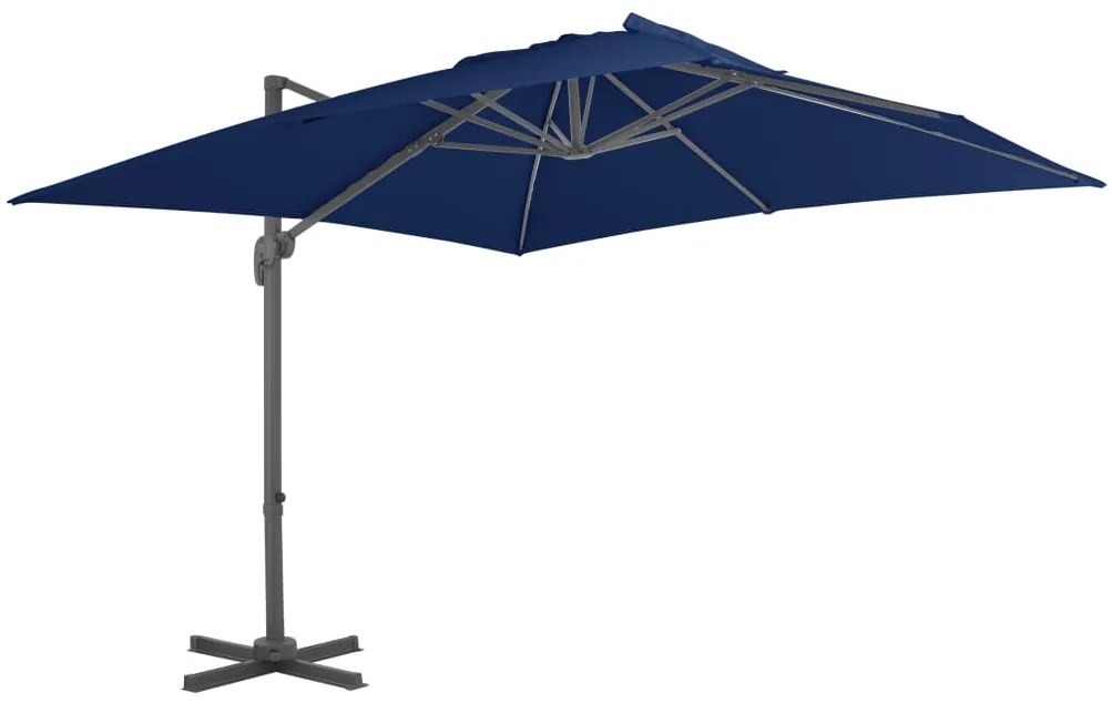 vidaXL Umbrelă în consolă cu stâlp din aluminiu, albastru azur, 3x3 m