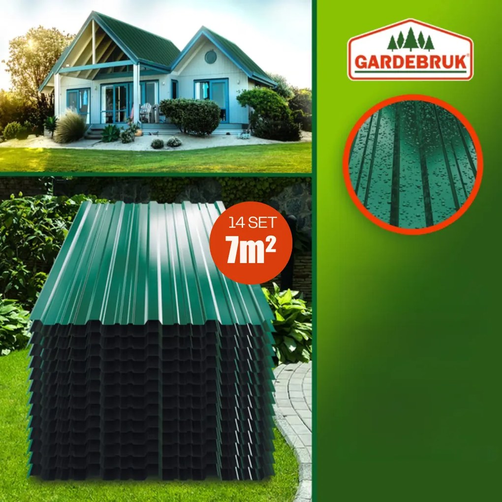 Tablă trapezoidală ARON, set 14 bucăți, 110×46 cm, verde Gardebruk