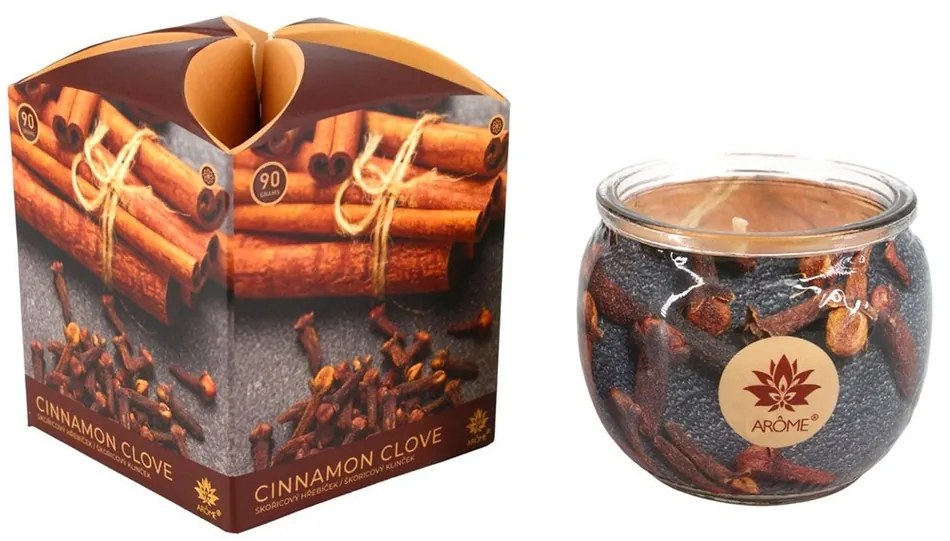 Lumânare parfumată în borcan Arome Cinamon Clove, 90 g