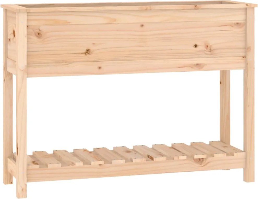 vidaXL Jardinieră cu raft, 111,5x34,5x81 cm, lemn masiv de pin