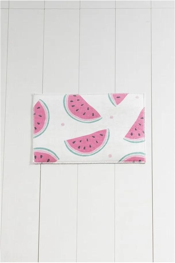 Covor baie Tropica Watermelon, 60 x 40 cm, alb - roz