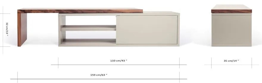 Comodă TV reglabilă TemaHome Move cu furnir de nuc