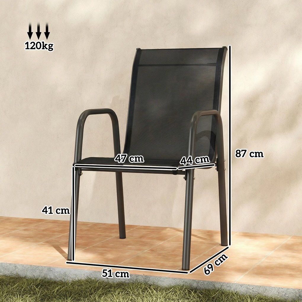 Outsunny Set de 4 Scaune Outsunny de Grădină Empilabile cu Spătar Înalt pentru Exterior | Aosom Romania