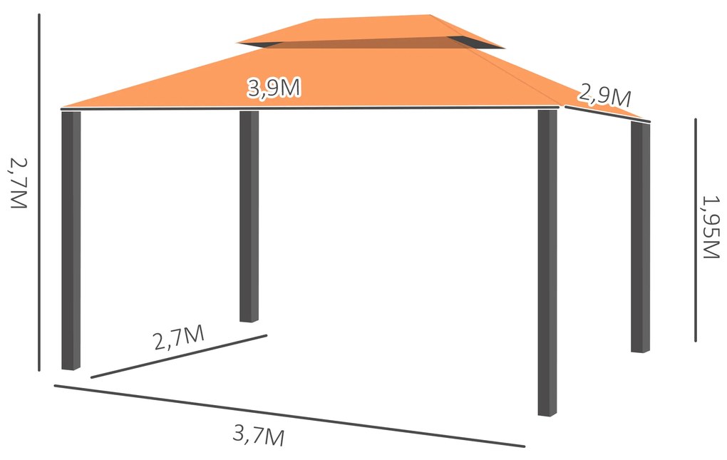 Cort de Gradina OutSunny cu baldachin impermeabil 3x4m Portocaliu | Aosom RO