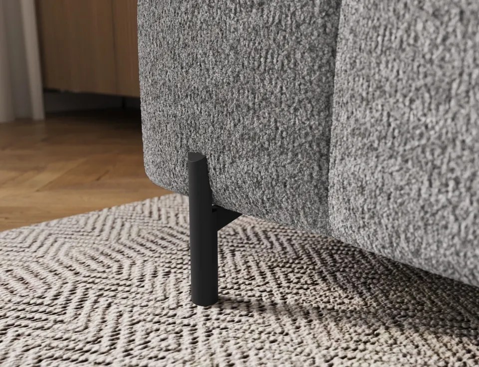 Taburet Tapitat cu Picioare Ferivo, gri bouclé – Royal 03