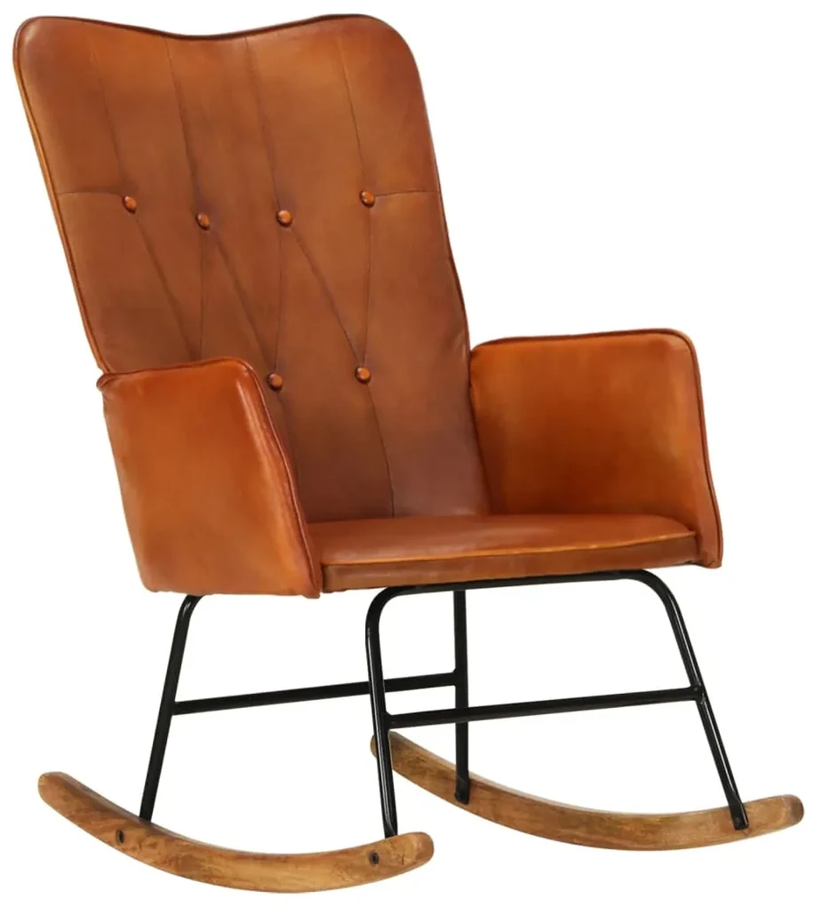 339679 vidaXL Scaun balansoar, cafeniu, piele naturală