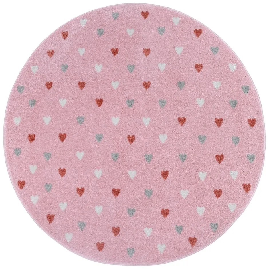 Covor pentru copii roz ø 140 cm Little Hearts – Hanse Home