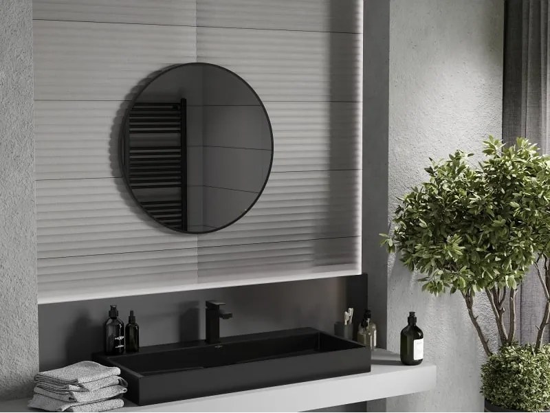 Mexen Loft oglindă rotundă de baie 75 cm, ramă neagră - 9850-075-075-000-70