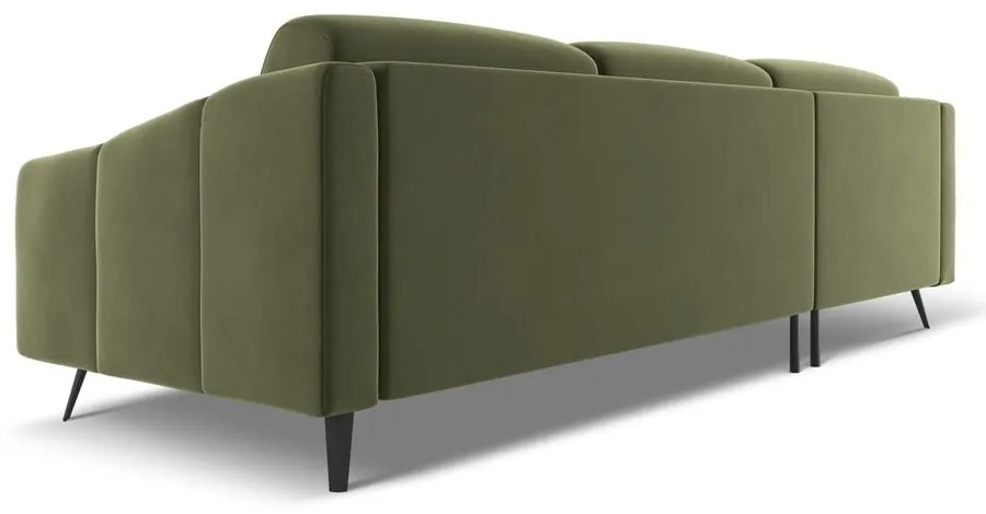 Colțar verde cu tapițerie din catifea (cu colț pe partea stângă) Nalu – Makamii