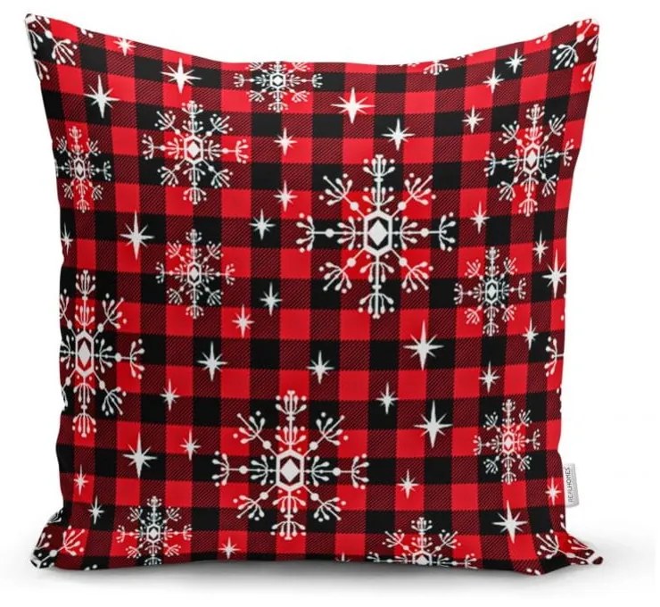 Set 4 fețe de pernă și un napron de masă cu model de Crăciun Minimalist Cushion Covers Christmas Tartan