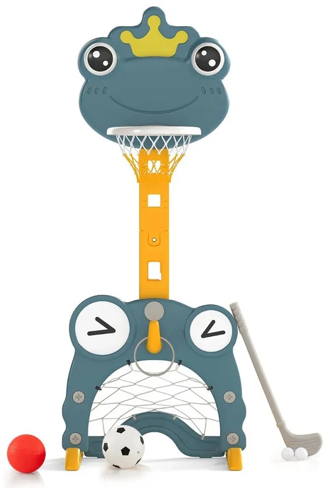 Panou de baschet 4 în 1 cu înălțime reglabilă și joc de aruncare inele, portocaliu