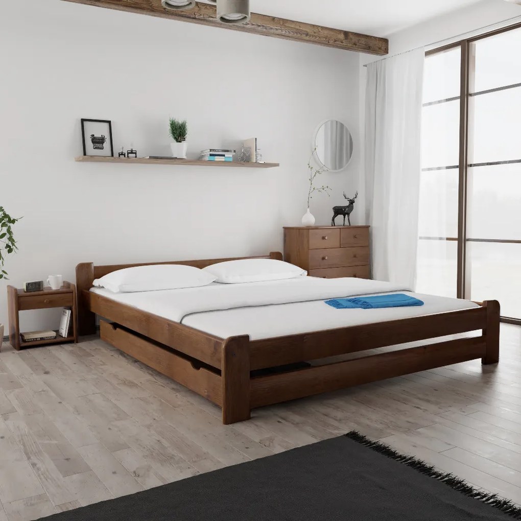 Pat Emily 180x200 cm, stejar Saltele: Fara saltea, Somiera pat: Fara somiera