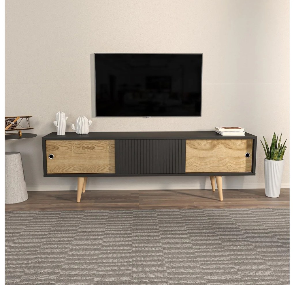 Dulap TV Ecranissa (antracit + Stejar). 1107289