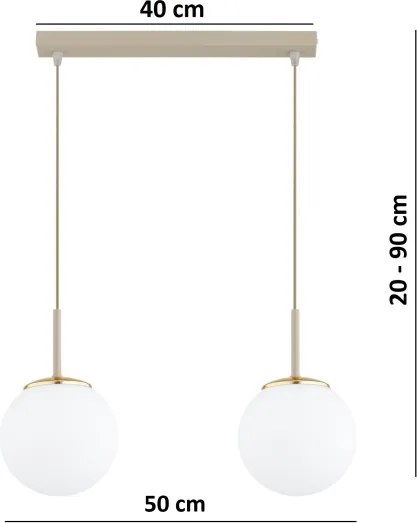 Brilagi - Lustru suspendat cu cablu MILO 2xE27/60W/230V bej/auriu