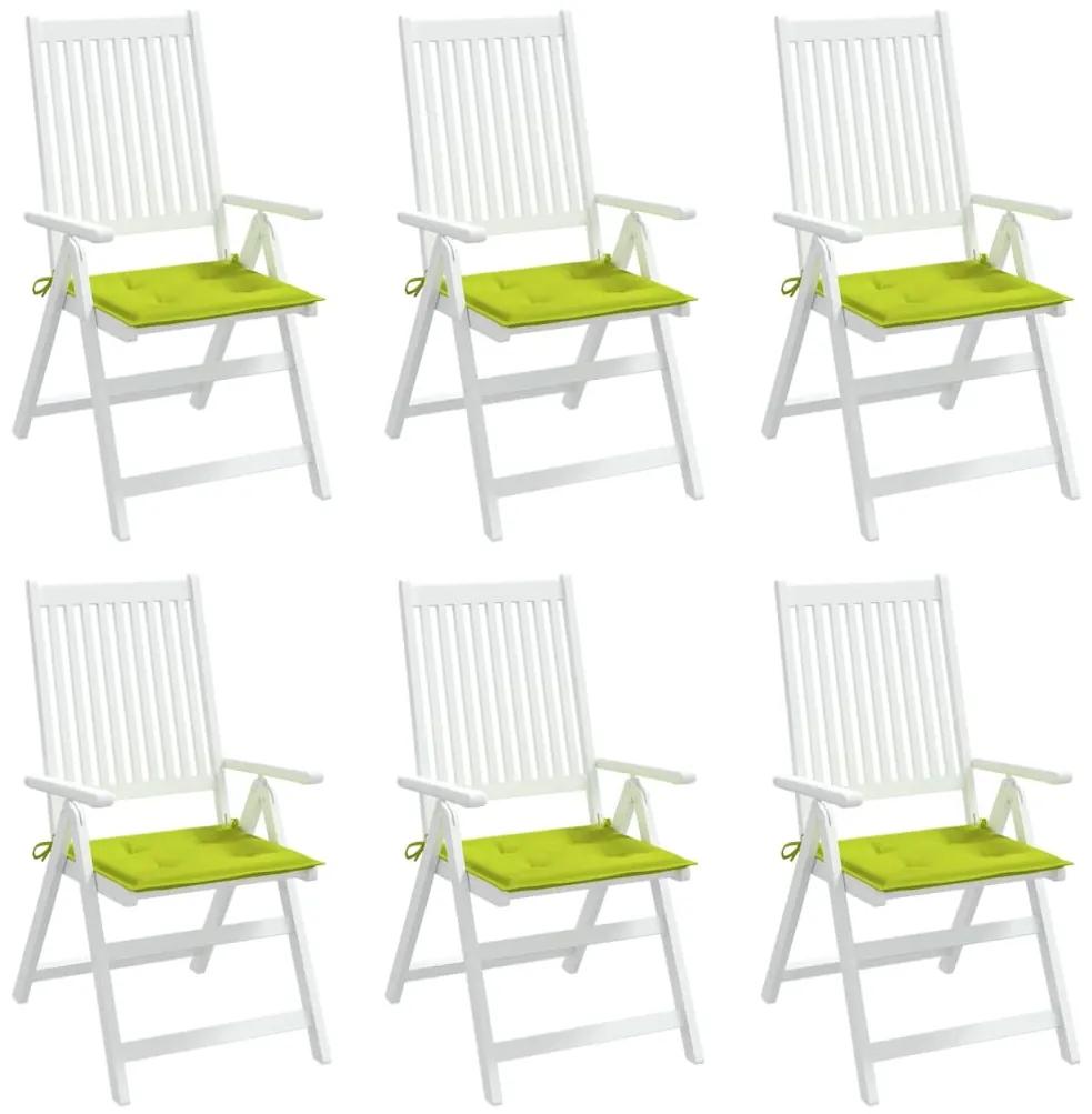 Perne scaun gradina, 6 buc., verde aprins, 40x40x3 cm, textil 6, verde aprins, 40 x 40 x 3 cm