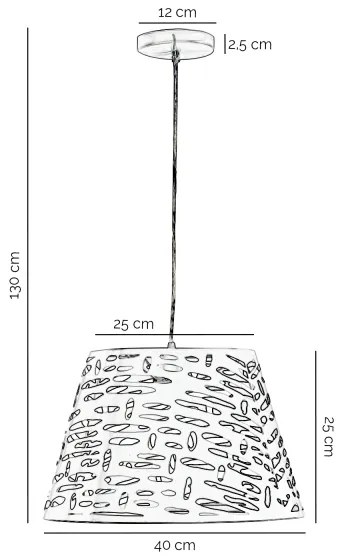 Lustră pe cablu ONLI RICKY 1xE27/15W/230V d. 40 cm alb