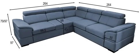 Colțar extensibil universal GRANADA cu spațiu de depozitare, albastru