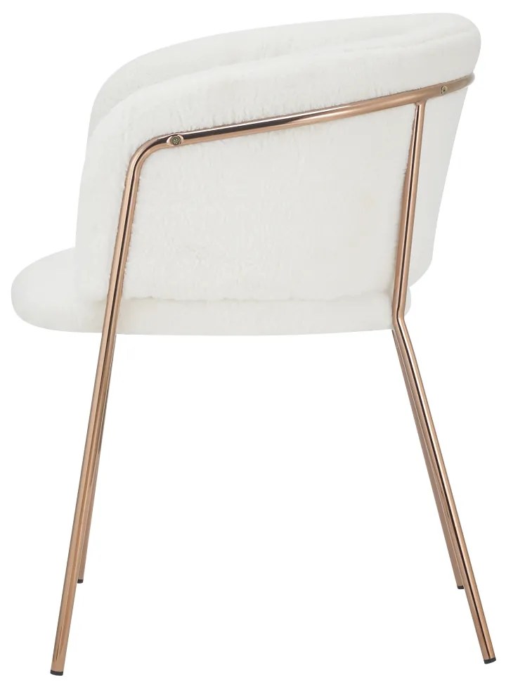 Scaun de sufragerie de design, alb Ivory rose gold roz cromat,