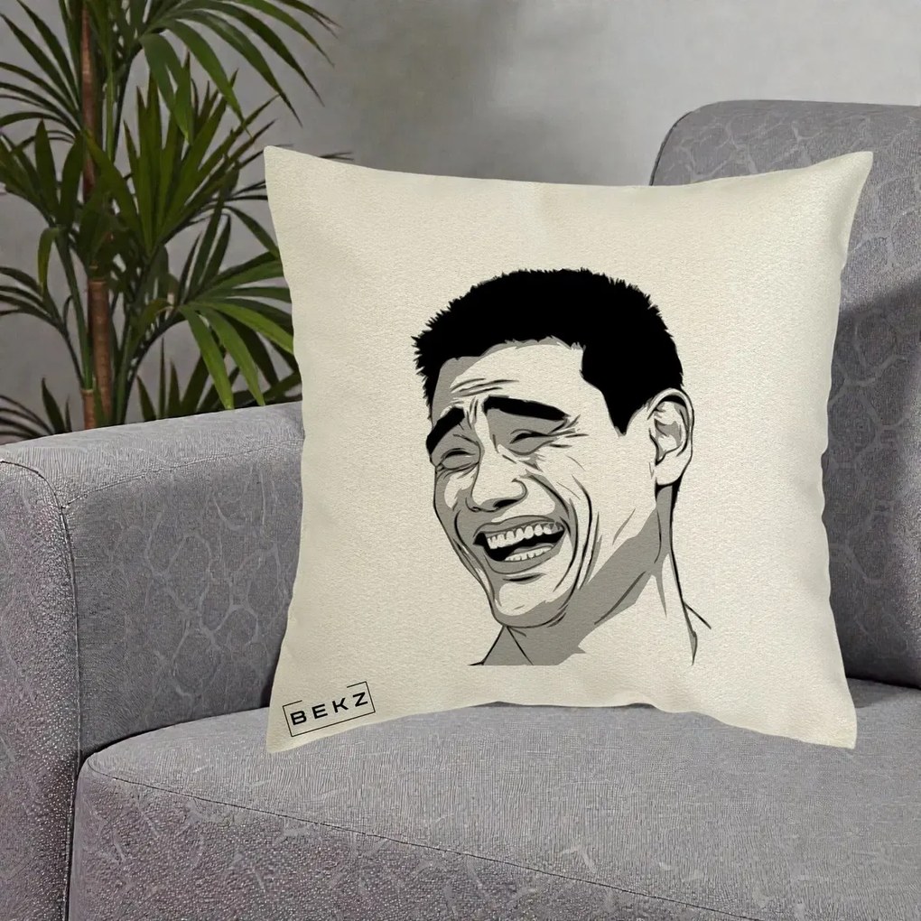 Perna Decorativa Yao Ming Meme, 40x40 cm, Ecru, Husa Detasabila, Perna Inclusa, BEKZ®