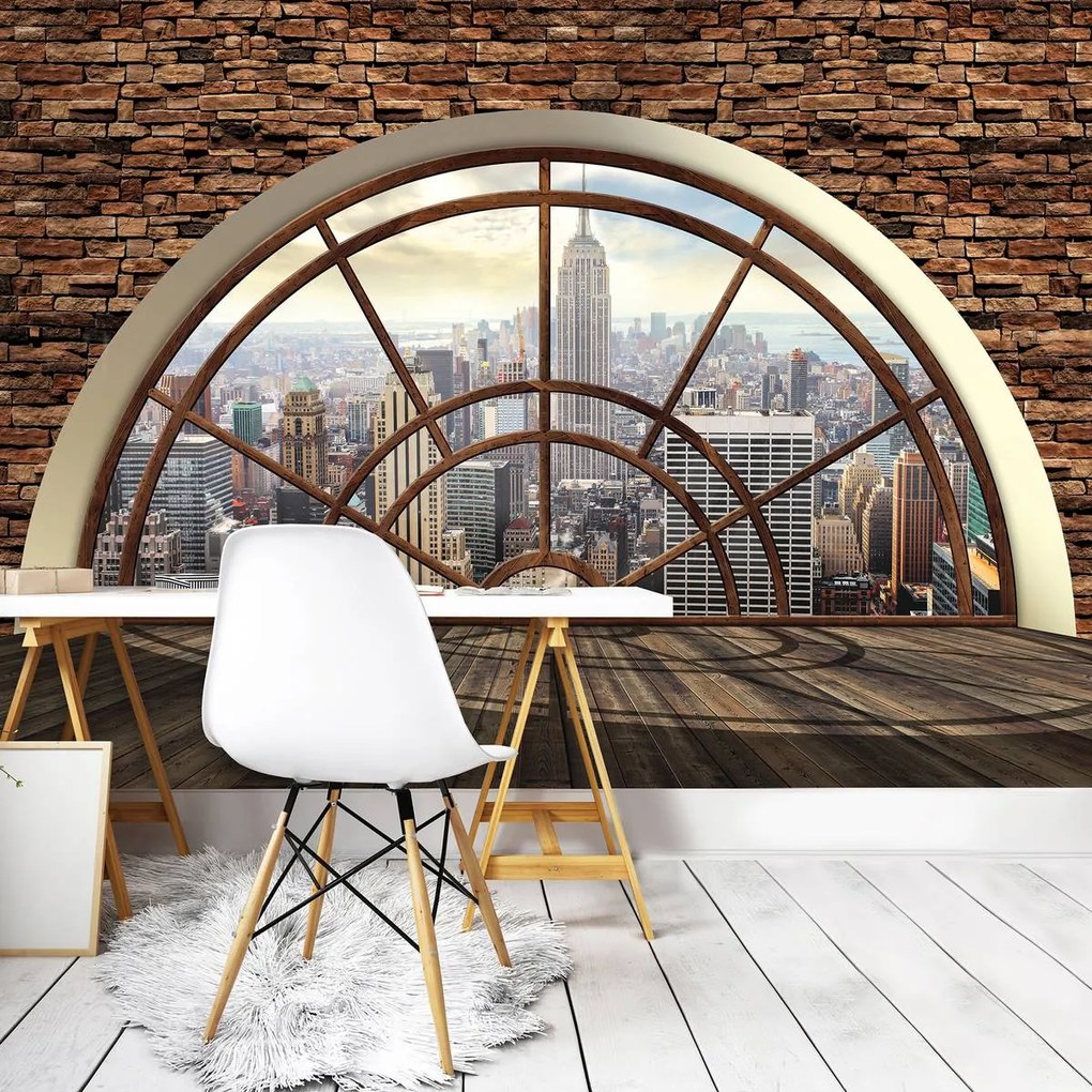 Fototapet - New York - privire din geam (152,5x104 cm)