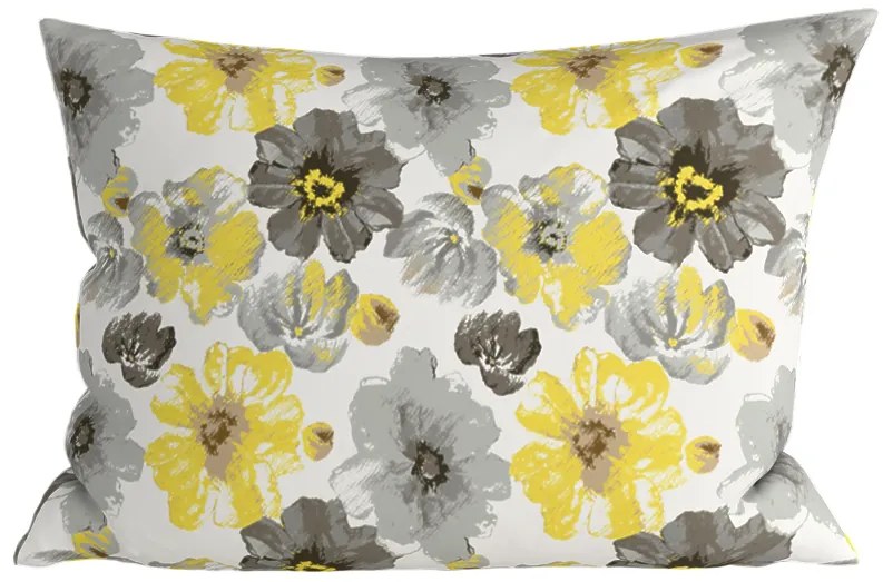 Set 2 bucati fete de perna decorative din microfibra FEONELLE 50x70 cm, galben-gri