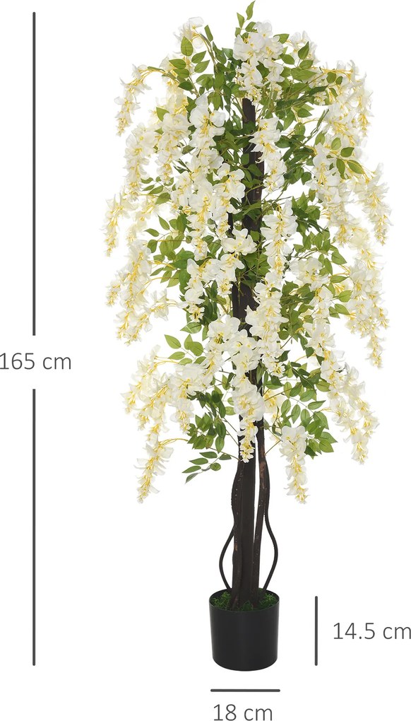 Outsunny Plante Artificiale Fără Întreținere, Perfect pentru Decorarea Casei, 165 cm, Alb | Aosom Romania