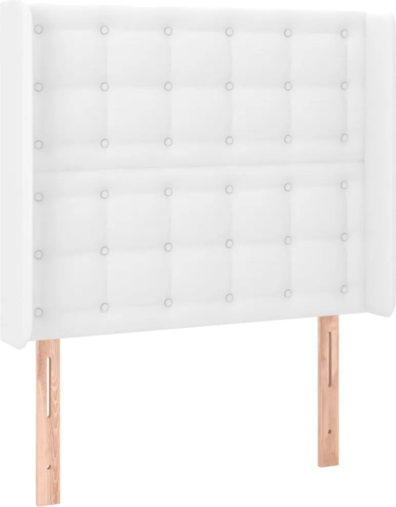 vidaXL Tăblie de pat cu aripioare, alb, 103x16x118/128 cm, piele eco