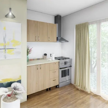 Mobila De Bucatarie Star 140cm, Culoare Sonoma din Pal de 18mm