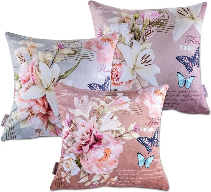 decoDoma Set de 3 feţe pernuţe HARLOW, 45 x 45 cm