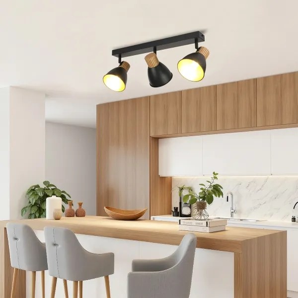 Brilagi - Lampa spot ODENSE 3xE14/10W/230V lemn de cauciuc/negru