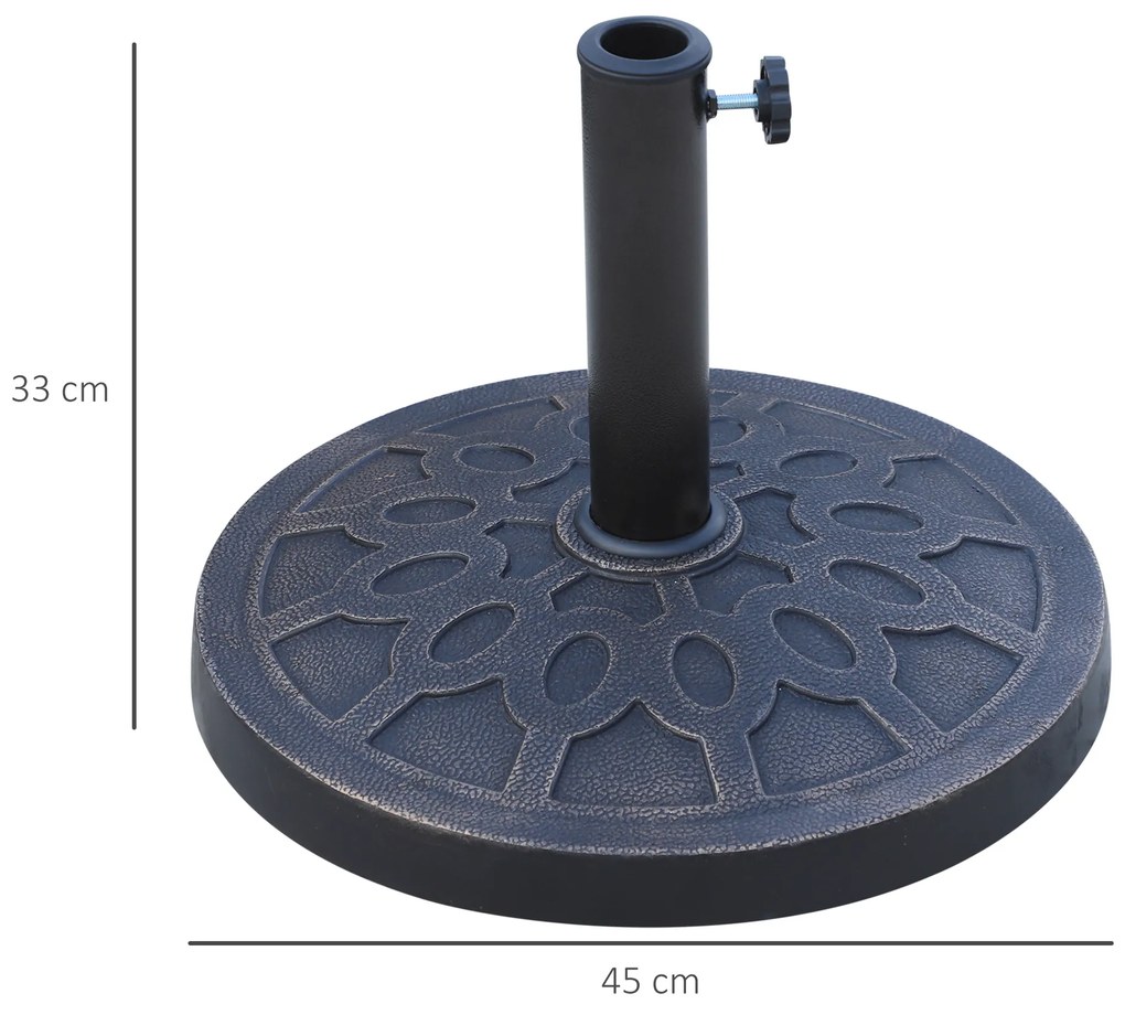 Outsunny Bază Rotundă pentru Umbrelă de Ø38 mm și Ø48 mm cu Mâner, Ø45x33 cm, Bronz | Aosom Romania