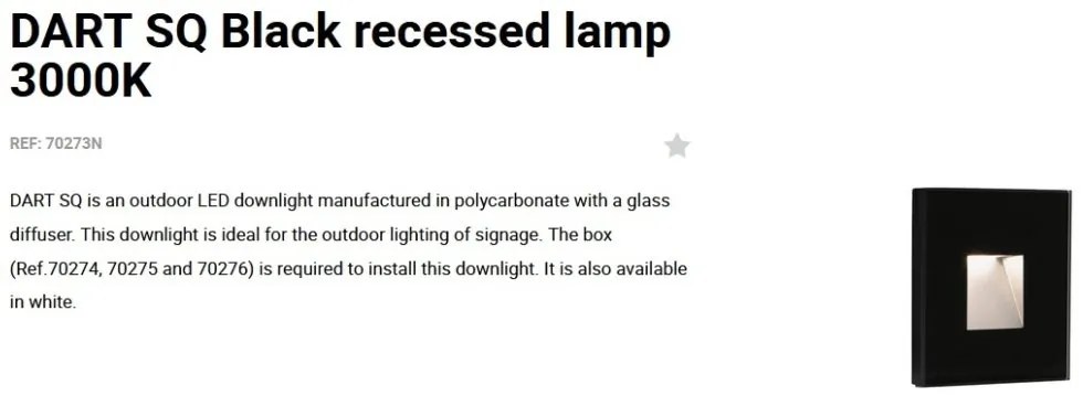 Spot LED de exterior IP65 iluminat ambiental DART SQ Black