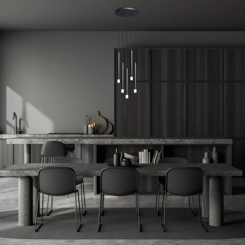 Lustra suspendata stil minimalist Ramira 5L negru