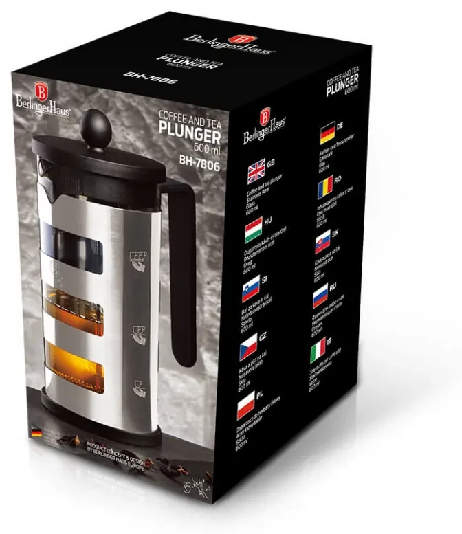 Infuzor pentru ceai si cafea 600 ml Black Silver Collection BerlingerHaus BH 7806