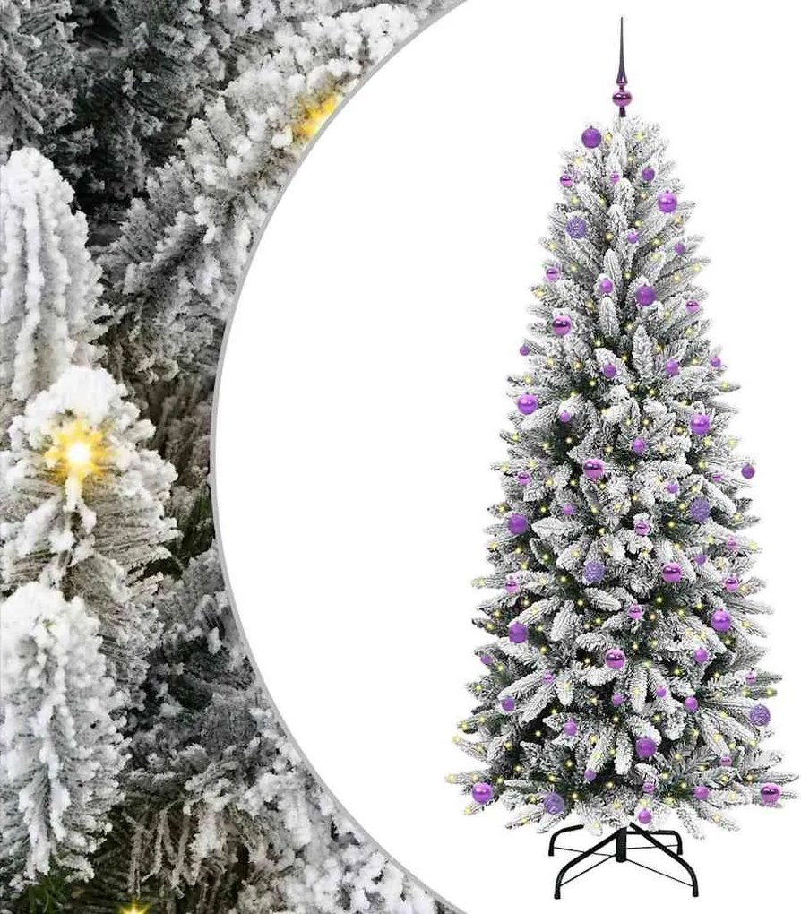 vidaXL Brad de Crăciun artificial cu 300 LED cu suport Alb 240 cm