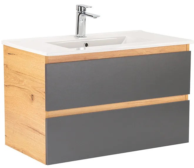Dulap inferior Vario Forte 80 cu lavoar stejar-antracit
