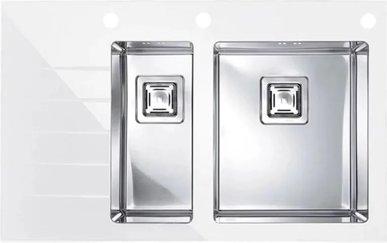Chiuveta inox Alveus Crystalix 20 inox - alb 86x54 cm dreapta